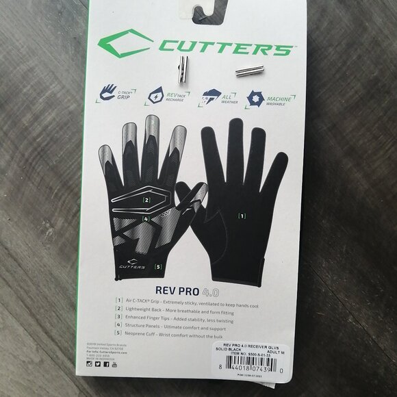 Cutters Football Gloves Rev Pro 4.0 Receiver M - Picture 3 of 5